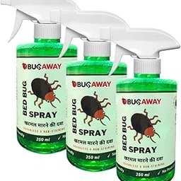 BugAway Bedbug Killer Spray 250 ML | Khatmal Marne Ki Herbal Spray | 100% Organic Ingredients (Pack Of 3) image 1