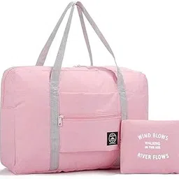 aestroke Foldable Travel Duffel Bag with Storage Pouch, Lightweight Waterproof Carry-on Luggage, Grey Straps, Available in Pink and Mint Green[ 1 pcs]-picture-35