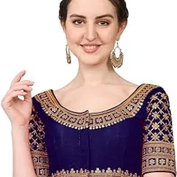 pujia mills Women'S Silk Embroidery Sequin Stone Work Readymade Saree Blouse Sleeve_Type: Half Sleeve-picture-31