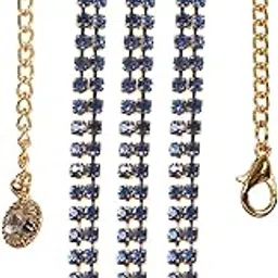 thanu's craft Fashion Golden with Blue Stone Kamarpatta Belly hip body Chain waist saree belt for women-picture-12