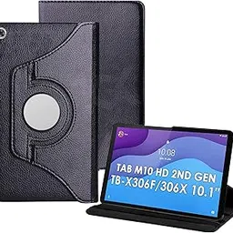 TGK Rotating Cover for Lenovo Tab M10 HD 2nd Gen TB-X306X / Smart Tab M10 HD 2nd Gen TB-X306F (Black) 360 Degree Leather Smart Rotary Swivel Stand Case-picture-16