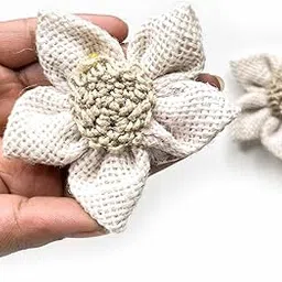 ADIKALA Handmade Jute Flower for Wedding Decoration, Festive Decorations, Gift Pack Decoration & Floral DIY Art & Craft Making 7X7CM (20, White)-picture-35