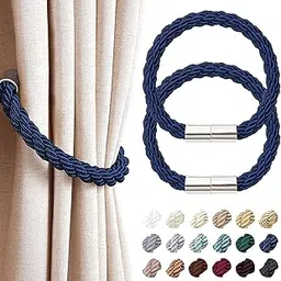 VRT Strong Magnetic Curtain Tiebacks Modern Simple Style Drape Tie Backs Convenient Decorative Weave Rope Curtain Holdbacks for Thin or Thick Home & Office Window Draperies (1 Pair, Royal Blue)-picture-35