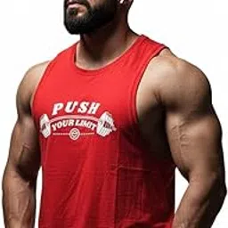 Sleeveless T-Shirt for Men | Cotton Gym Vest | Athletic Fitness Sando for Workout, Bodybuilding, Running & Sports | Round Neck Summer Wear | Comfortable Casual Gymwear |Tank Top-image-91