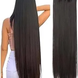 PRiMELOOK Hair Extension |Hair Extensions| Natural Brown Long 5 Clip Straight Extension For Women and Girls | 26 Inch Long Straight Extension For Increase Hair Length (Dark Brown)-picture-47
