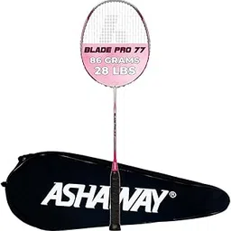 Ashaway Blade Pro 77 Strung Best Badminton Racket for Smash | Weight 86 Grams | Carbon Fiber Graphite Rackets | Head Heavy 295mm | Upto 28 lbs Tension | Lightweight Racquet (Pink)-picture-28