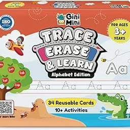Trace Erase & Learn – 68 Pre-Writing Activity Cards for Kids 3–6 | Tracing, Counting, Play-Doh | Rewritable, Travel-Friendly, Fine Motor Skill Toy & Educational Gift Set-picture-28