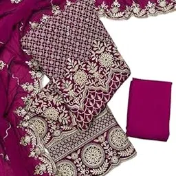 Stylish Womens Georgette Un Stitched Salwar Suit Material with Dupatta | Embroidered Floral Print Salwar Suit, Dress Material for Womens & Girls-image-42