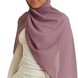 Dull Pink Chiffon Hijab/Scarf/Dupatta/Neck Wrap (Size - 180 * 70cm)-image-2