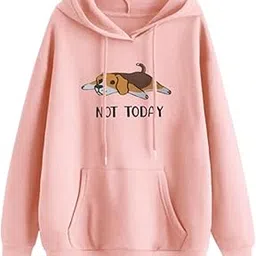 drijha Cute Peach Not Today Dog Print Hoodie for Women & Girls – Casual Oversized Fleece Sweatshirt with Front Pocket & Drawstring Hood-picture-23