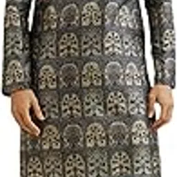 manyavar Men's Art Silk Printed Kurta Pyjama Set (2pcs)-picture-35