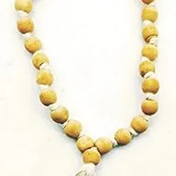 Achleshwar Handmade 27+1(Big Beads) Holy Tulsi mala for |Wearing||Japa|Chanting||Mantra||Puja|.Unisex Wooden Basil Rosary,White Thread,(Length:4-5" inch Bead Size: 8mm);Ach242-image-2