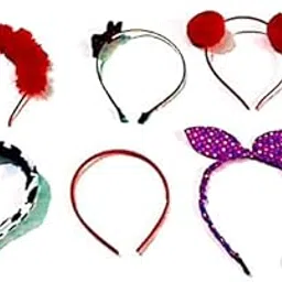 adilish fashion Hair Bands Knotted Plastic Hair Band Bunny Hair Band and Party Glitter Hair Band for Girls (Pack of 6) - Multicolor-picture-24