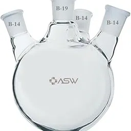 ASW Borosilicate Glass 3.3 4 Necked Round Bottom Boiling Flask, 25ml Pack of (1), with Centre and Side Joints Size (B-19/14/14/14)-picture-32