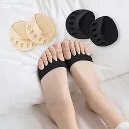 Veemok Five Toes Forefoot Pads – Soft Gel Metatarsal Cushion Socks | Pain Relief & Non-Slip Ball of Foot Pads for High Heels, Calluses & Corns – Reusable Toe Separator Insoles for Men & Women (Skin-Black Color) (Pair) (4)-image-20