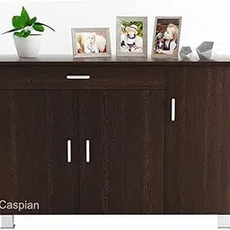 CASPIAN Engineered Wood Triple Door Wooden Shoe Rack Cum Cabinet (Brown) | Pre-Assembled Horizontal Furniture | Storage Organizer for Indoor/Outdoor Use | 3 Compartments with 1 Drawer-picture-12