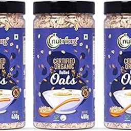 NutriOrg Rolled Oats 1.2kg (Pack of 3 * 400) | Organic & Gluten Free | High Protein & Fibre Rich | Easy to Cook | Fitness Management-picture-26