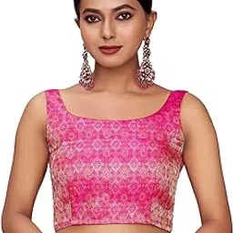 vardha Women's Readymade Brocade Saree Blouse with Padded Finish and Sleeveless Style | Blouse for Women-picture-55