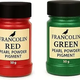 Francolin | Green & Red | Mica/Pearl Powder Pigment | Non Toxic | Vibrant Metallic Glowing | for Soap, Epoxy Resin, Painting, Nail Art & Craft, Cosmetic, Slime | 50g*2-image-66