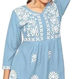 winza designer Women's Rayon Floral Embroidered Top | Tops for Woman | Jeans Tops for Women | Short Kurti Kurta for Women | Plus Size Tops | Women Tunics | Ethnic top | Chikankari Kurti for Women-picture-45