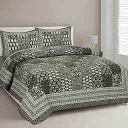 Bedsheet for Double Bed King Size | Jaipuri Rajasthani Cotton Bed Sheet | 1 King Size bedsheet with Pillow Cover | 240 TC Jaipuri Prints Flat Double Bed Bedsheet Cotton King Size-picture-30