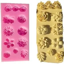BRIGHTAIL INFRA Silicone Flower Fondant Molds Candle Mold Cake Decoration Molds Scented Wax Molds Resin Art Handcrafted Mould Gypsum Clay Craft Silicone Mold (12 Cavity Flower Mold)-picture-20