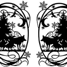 captive decals Winter Wolf 2 pcs 4" Black Fused Glass Decals-picture-60