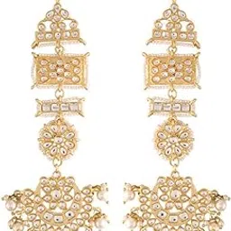 peora Indian Traditional Jewellery Gold Plated Chandbali Moon Shape Earrings for Women-picture-37