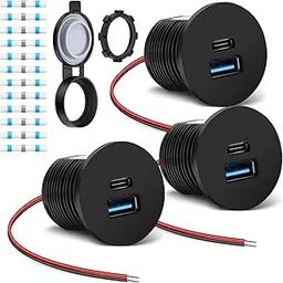 Filluck RV USB Outlet 12V/24V Quick Charger, Dual PD3.0 & QC3.0 Fast Charger Type A Type C Ports, Recessed Mount 36W High-speed Charging Socket for RV Camper Van Trailer Boat Truck Car Golf Cart, 3Pcs-picture-44