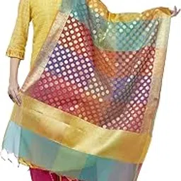 dupatta bazaar Woman's Woven Multicolored Banarasi Silk Dupatta-picture-52