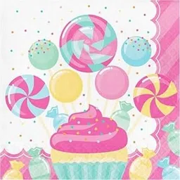 Creative Converting Candy Party Lunch Paper Luncheon Napkin, 6.5", Multicolor-picture-11