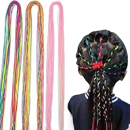 18 Pcs Bright Hair Braiding Thread, Synthetic Hair Extensions for Festival, Party & Daily Styling, Soft, Lightweight, Durable & Fashionable Hair Accessories for Girls - MultiDesign-image-9