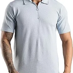 fanideaz Mens Jacquard Tshirt Regular Fit Premium Collar t Shirts for Mens with Classic Style Polo Tshirts Shirts for Men Casual wear and Modern Zipper t Shirts for Men-picture-48