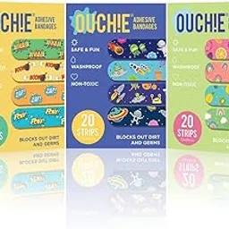 AYA PAPAYA Ouchie Non-Toxic Printed Triple Combo (60 Pack) - Yellow, Space Blue & Lime Green-image-17