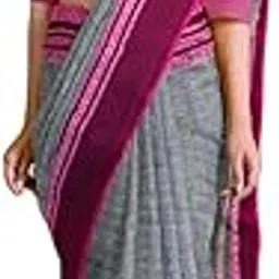 saree bahar Women's Traditional Bengal Begampuri Handloom Cotton Saree With Blouse Piece-picture-29