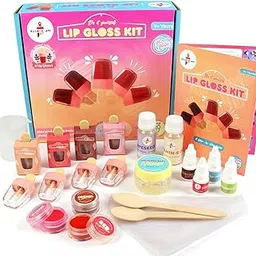 Kalakaram Make Your Own Lip Gloss Kit - Make 8 Lip Gloss With Nourishing Vitamin E Oil, Grape Seed Oil, And Multiple Flavour Oils, Colour Pigments, Fun And Engaging Activity Kit For Kids-image-0