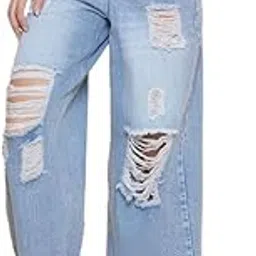 puella Distressed Jeans in Mid Blue image 1
