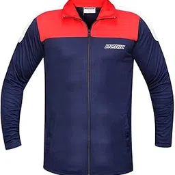 Donic Fuse Boys Tracksuit Jacket | Lightweight & Comfortable | Full Sleeve & Zipper | 2 Side Pocket | for Sports, Training & Outdoor Workout | Material: Polyester | Color:Navy-Red | Size: XS-image-21