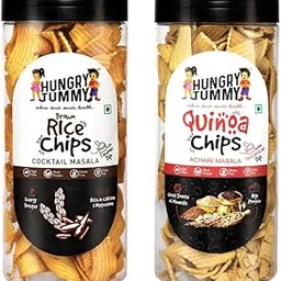 hungrytummy HUNGRY TUMMY Rice and Quinoa Chips, Cocktail Masala and Achari Masala Flavour, Gluten-Free, 150g Each, Pack of 2-picture-35
