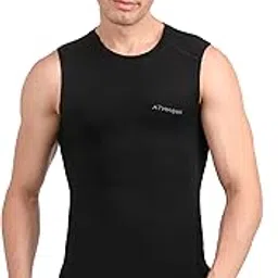 Athmonk Compression Vest Tank Body Shaper Without Sleeve for Men - Gym Shirt for Men Men Shapewear - Keep Dry Tight Skin Fit - Breathable Inner for Men Sports Wear Workout Gym Sports-image-2