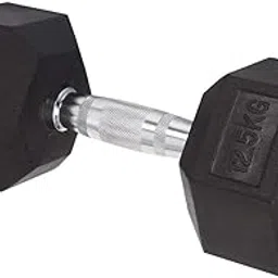 Fitsy Rubber Coated Black Single Hex Dumbbell (12.5 kg) image 1