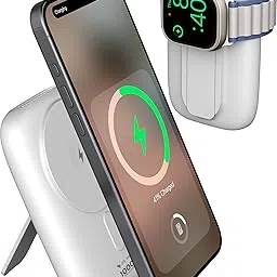 DR VAKU® 10000mAh Magnetic Wireless Power Bank for iPhone 16/15/14/13/12 Series, iWatch & Airpods 20w PD 15w Wireless Charging (Input & Output) Lithium Polymer Battery- White-image-40