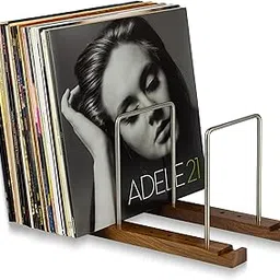 Durable Vinyl Record Storage Holder for 75 LPs, Solid Walnut Record Stand with Built-in Now Playing Display, Sleek Vinyl Record Holder & Display for Album-picture-12