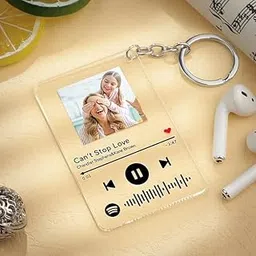 custom Customised Spotify Keychain With Spotify Song Code And Your Image(1.5x2.5 Inch) - Alloy Steel, Brown-picture-39
