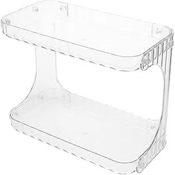 MUGATH 2 Tier Acrylic Cosmetic Shelf – Clear Vanity Organizer Box for Makeup, Perfume, Skincare & Jewelry Storage for Bathroom, Bedroom, Living Room-image-48