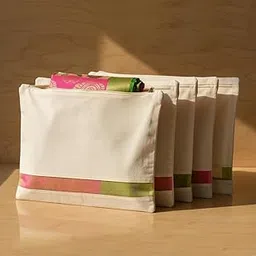 12 Pcs Cotton Saree Covers for Storage | Sari Cover With Zip Closure Big Size Bags for Gifting Clothes | Sadi Cavar Combo Set for Shadi Packing With Mesh Window | 16 X 14 Inch Plain Beige-picture-15