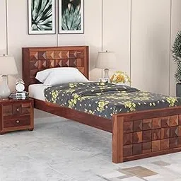 The Lovely Creation Sheesham Wood Single Bed Without Storage Solid Wooden Cot Bed Elegant and Functional Bedroom Living Room Home (Honey) (A4)-image-35