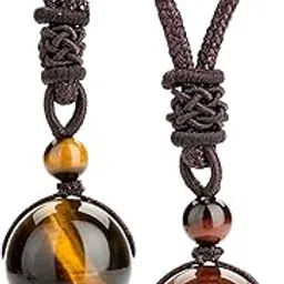 revolia 2 Pcs Tiger Eyes Beads Necklace for Men Women Natural Stone Pendant Adjustable YR-picture-28