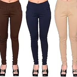 feelblue Lycra Stretchable Jeggings for Women(Pack of 3) image 1