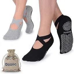 Yoga Socks for Women Non-Slip Grips & Straps, Ideal for Pilates, Pure Barre, Ballet, Dance, Barefoot Workout-image-36